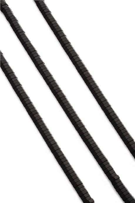 Hematit Doğal Taş Mat Siyah Altıgen Kesim 6x2mm Dizi [AA]