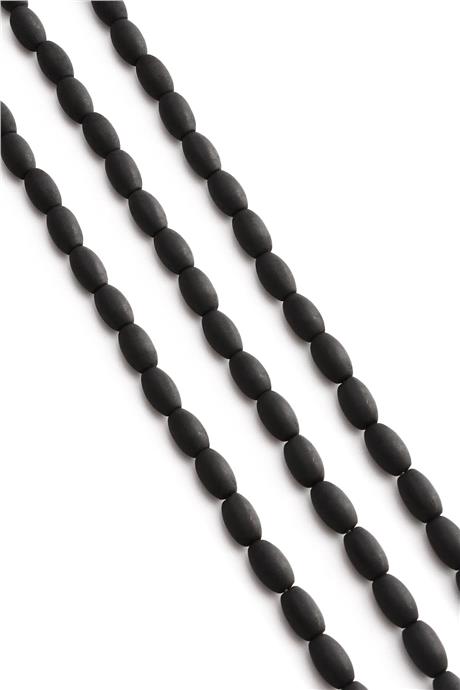 Hematite Natural Stone Matte Black Barley Cut 5x8mm String Of Beads