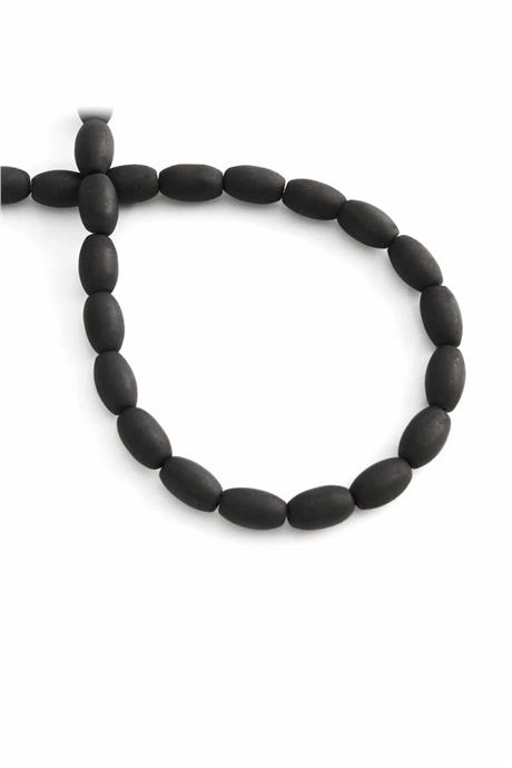 Hematite Natural Stone Matte Black Barley Cut 5x8mm String Of Beads