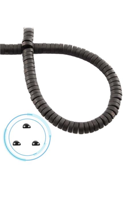 Hematite Natural Stone Matte Black Dished Cut Double Hole 6x2mm String Of Beads