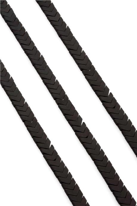 Hematit Taşı Çavuş Kesim Mat Siyah 8x3mm Doğal Taş Dizi