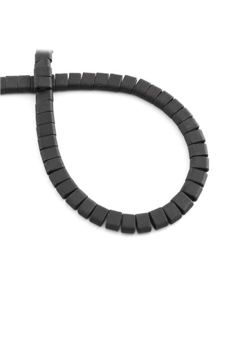 Hematite Natural Stone Matte Black Double Hole 6x4mm String Of Beads