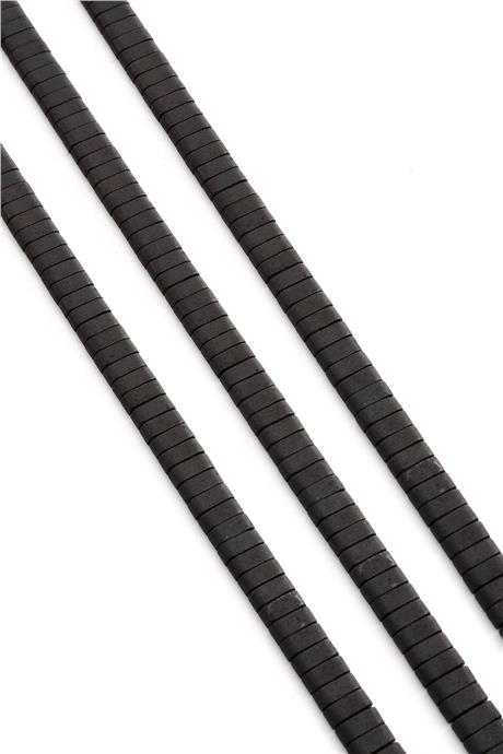 Hematite Natural Stone Matte Black Double Hole 6x2mm String Of Beads