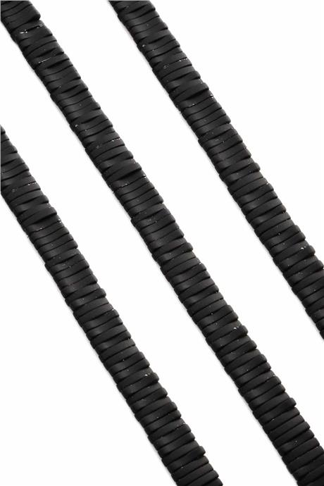Hematite Natural Stone Matte Black Double Hole 10x2mm String Of Beads