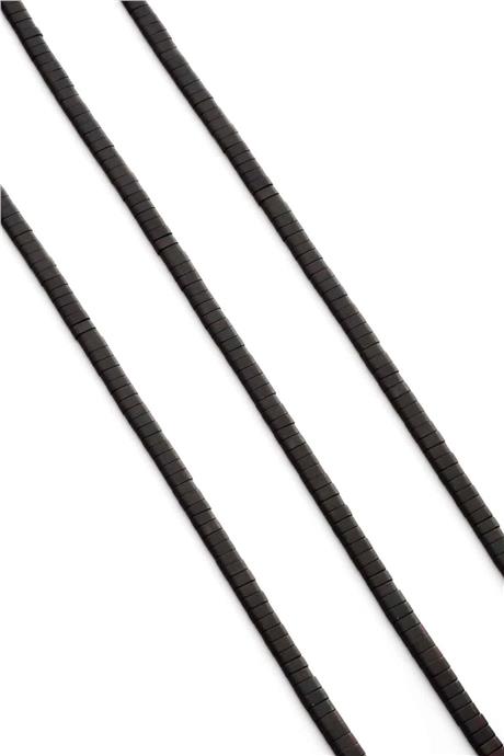 Hematite Natural Stone Matte Black Double Hole 4x2mm String Of Beads