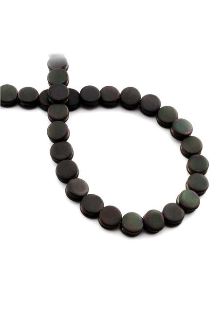 Hematit Doğal Taş Mat Siyah Daire Kesim 8mm Dizi