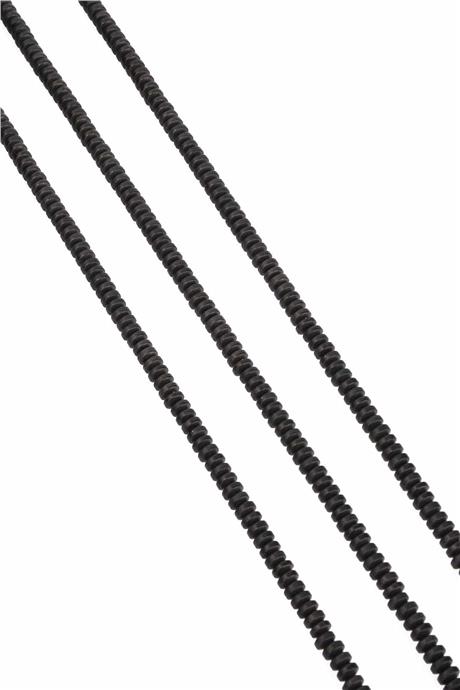 Hematite Natural Stone Matte Black Circle Cut 5x2 String Of Beads