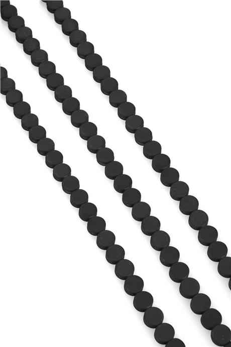 Hematit Doğal Taş Mat Siyah Daire Kesim 8x4mm Dizi [AA]