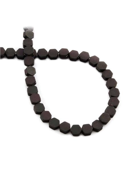 Hematite Natural Stone Matte Black Rainbow Hexagon Cut 5x5mm String Of Beads