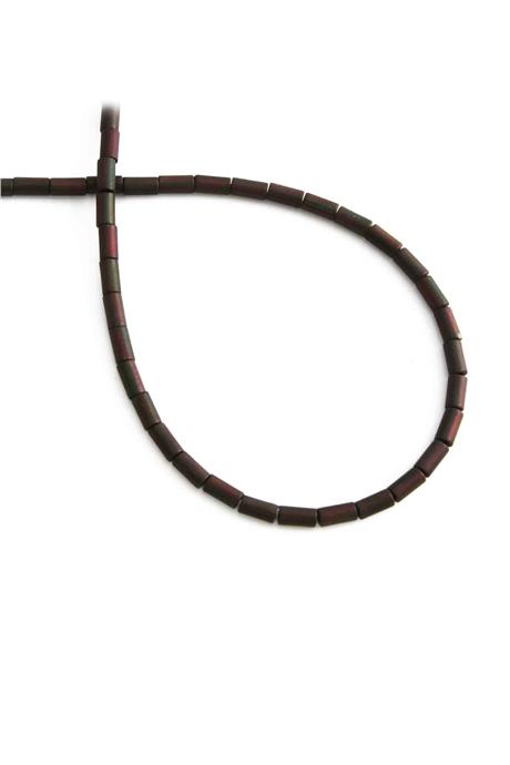 Hematite Natural Stone Matte Black Rainbow Cylinder Cut 2x4mm String Of Beads