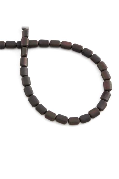 Hematite Natural Stone Matte Black Rainbow Cylinder Cut 4x6mm String Of Beads