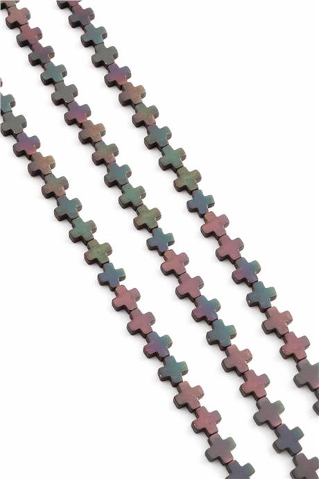 Hematit Doğal Taş Mat Siyah Artı Kesim 8mm Dizi [AA]