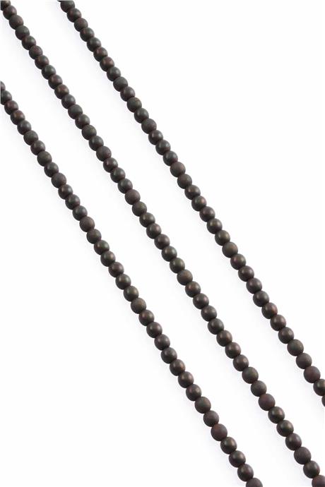 Hematit Taşı Küre Kesim Mat Siyah Gökkuşağı 4mm Doğal Taş Dizi