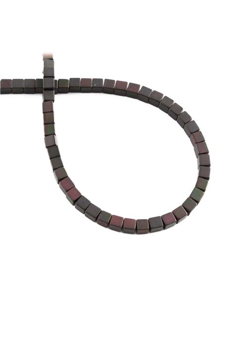 Hematite Natural Stone Matte Black Rainbow Cube Cut 3x3mm String Of Beads
