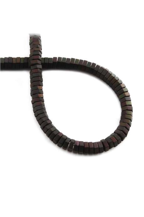 Hematit Doğal Taş Mat Siyah Gökkuşağı Altıgen Kesim 6x2mm Dizi