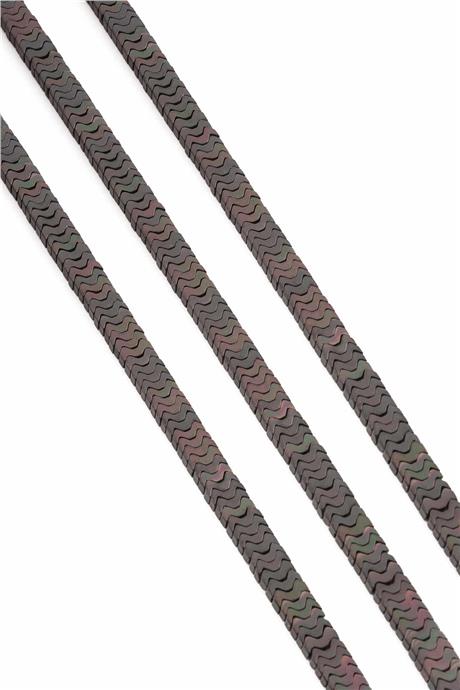 Hematite Natural Stone Matte Black Rainbow Bat Cut 7x1mm String Of Beads