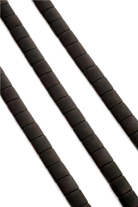 Hematite Natural Stone Matte Black Rainbow Flat Square Cut 10x10mm String Of Beads