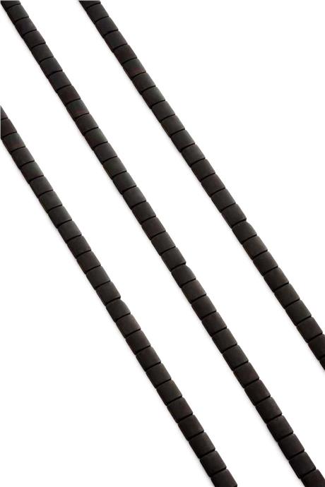 Hematite Natural Stone Matte Black Rainbow Hexagon Cut 5x5mm String Of Beads