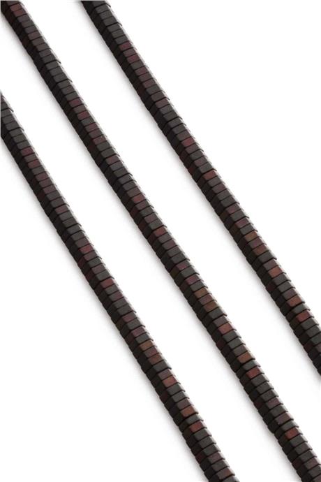 Hematit Doğal Taş Mat Siyah Gökkuşağı Altıgen Kesim 6x2mm Dizi
