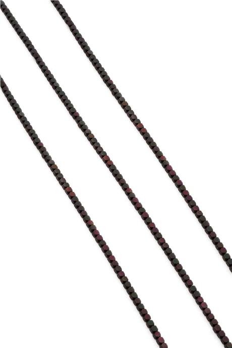 Hematite Natural Stone Matte Black Rainbow Cube Cut 2x2mm String Of Beads