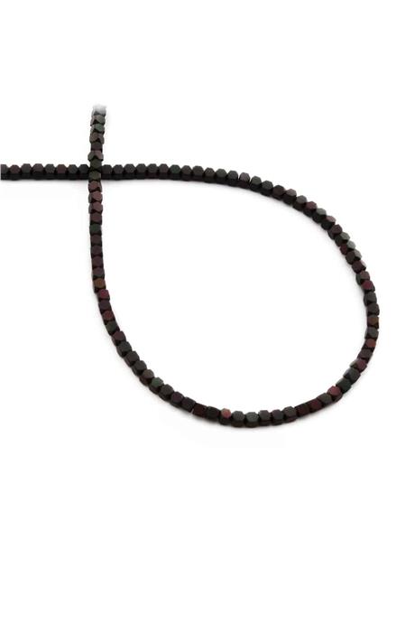 Hematite Natural Stone Matte Black Rainbow Cube Cut 2x2mm String Of Beads