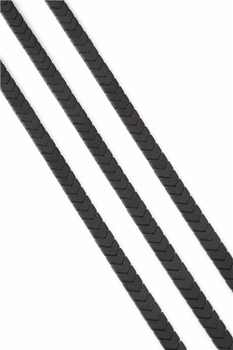 Hematite Natural Stone Matte Black Rainbow Sergeant Cut 6x3mm String Of Beads