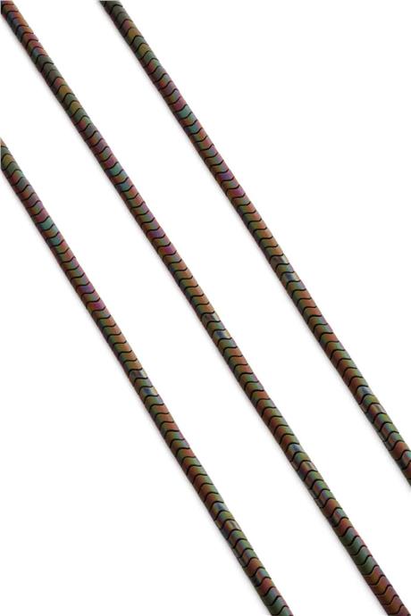 Hematite Natural Stone Matte Black Rainbow Washer Cut 4x2mm String Of Beads