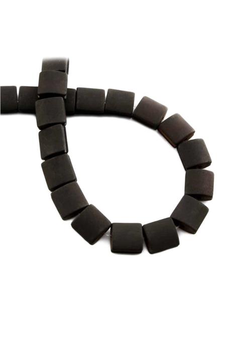 Hematite Natural Stone Matte Black Rainbow Flat Square Cut 10x10mm String Of Beads