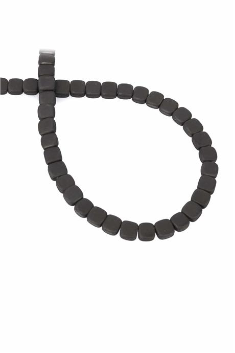 Hematite Natural Stone Matte Black Square Cut 6x6mm String Of Beads