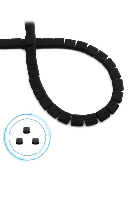 Hematit Taşı Kare Kesim Mat Siyah 6x6mm Doğal Taş Dizi