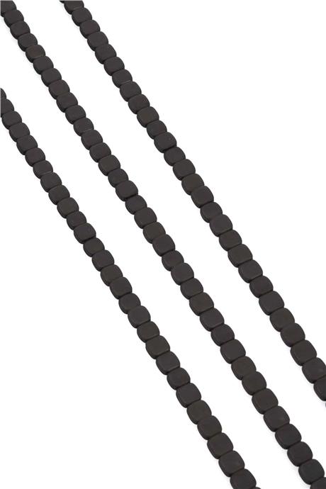 Hematite Natural Stone Matte Black Square Cut 6x6mm String Of Beads
