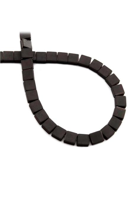 Hematit Taşı Yassı Kare Kanallı Kesim Mat Siyah 6x6mm Doğal Taş Dizi