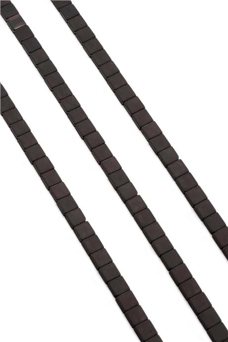 Hematit Taşı Yassı Kare Kanallı Kesim Mat Siyah 6x6mm Doğal Taş Dizi
