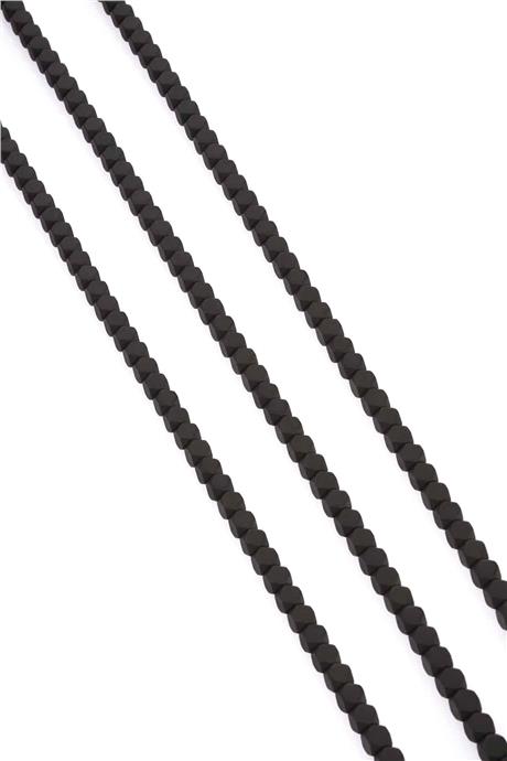 Hematite Natural Stone Matte Black Cube Cut 4x4mm String Of Beads