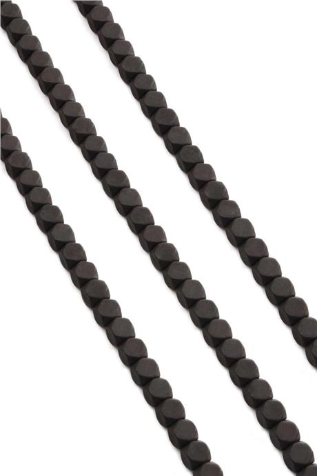 Hematite Natural Stone Matte Black Cube Cut 6x6mm String Of Beads