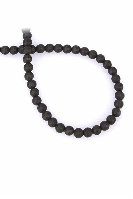 Hematite Natural Stone Matte Black Globe Facet Cut 6mm String Of Beads