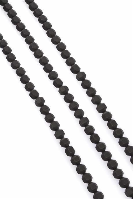 Hematite Natural Stone Matte Black Special Cut 8x8mm String Of Beads
