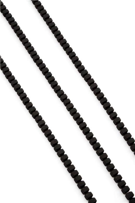 Hematite Natural Stone Matte Black Special Cut 4x4mm String Of Beads