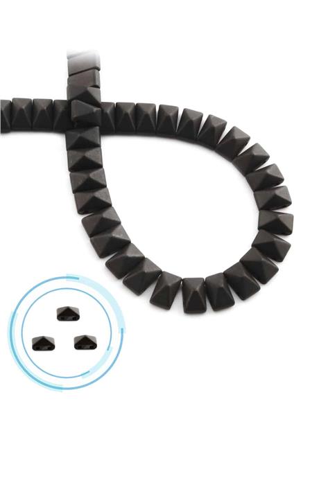 Hematite Natural Stone Matte Black Pyramid Cut 8x5mm String Of Beads