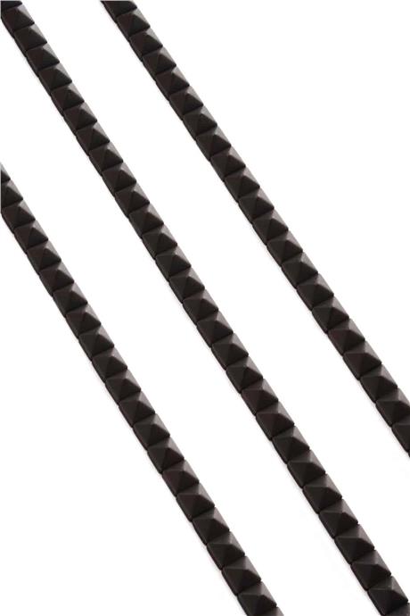 Hematite Natural Stone Matte Black Pyramid Cut 6x6mm String Of Beads