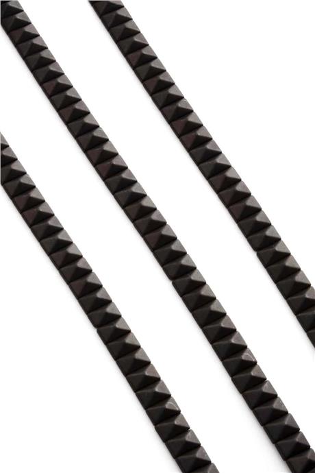 Hematite Natural Stone Matte Black Pyramid Cut 8x5mm String Of Beads