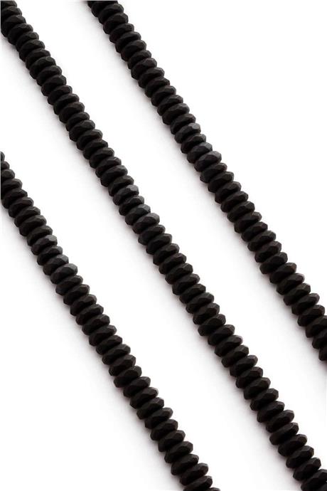 Hematit Doğal Taş Mat Siyah Fasetli Rondela Kesim 8x3mm Dizi