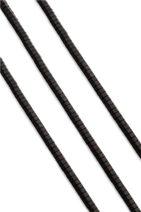 Hematite Natural Stone Matte Black Washer Cut 6x3mm String Of Beads