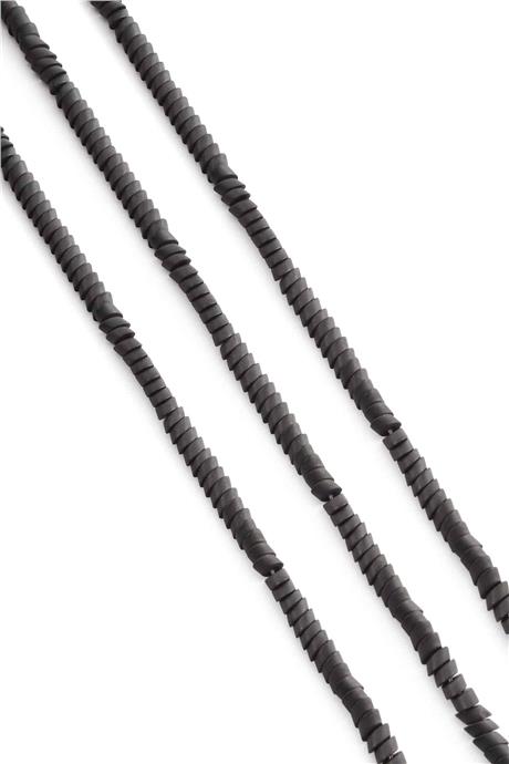 Hematite Natural Stone Matte Black Washer Cut 4x2mm String Of Beads