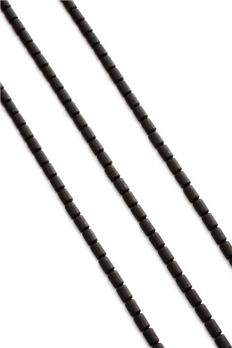 Hematite Natural Stone Matte Black Cylinder Cut 4x6mm String Of Beads