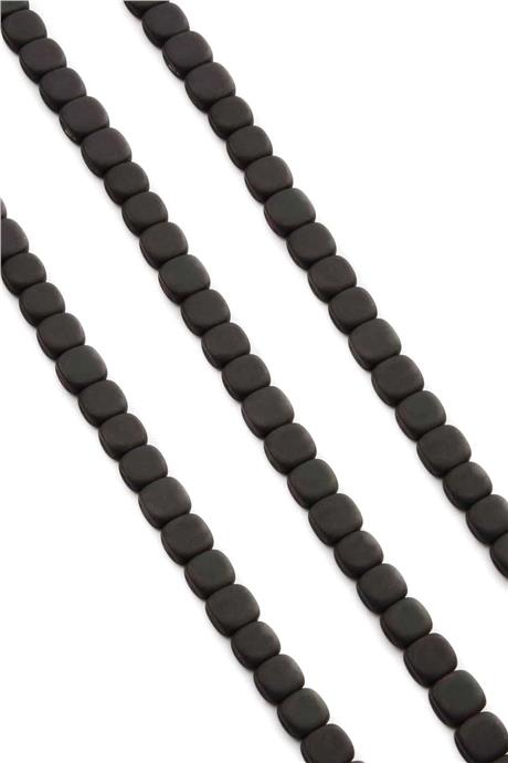 Hematite Natural Stone Matte Black Flat Square Cut 8x8mm String Of Beads