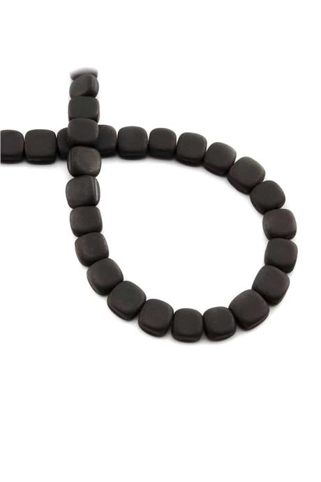 Hematite Natural Stone Matte Black Flat Square Cut 8x8mm String Of Beads