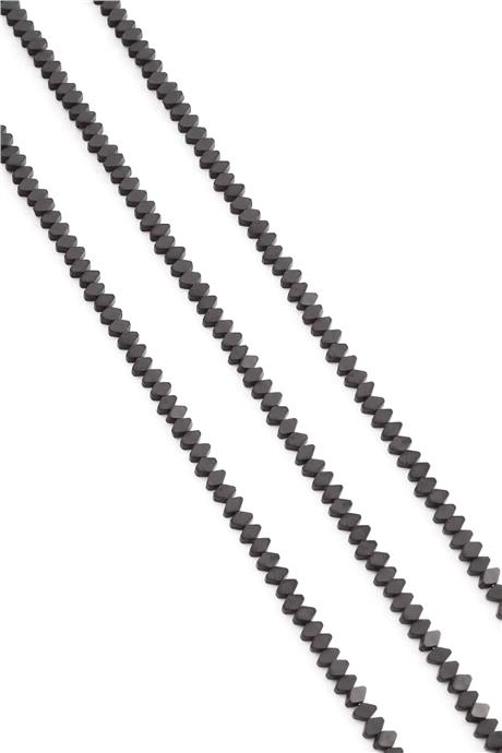 Hematite Natural Stone Matte Black Flat Horizontal Square 3x4mm String Of Beads