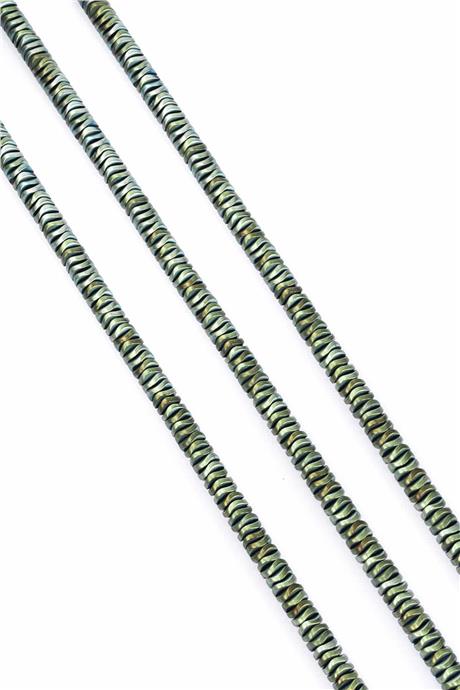 Hematite Natural Stone Matte Green 6x1mm String Of Beads
