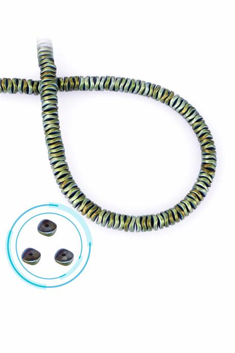 Hematite Natural Stone Matte Green 6x1mm String Of Beads